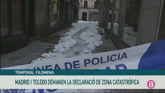 Madrid i Toledo demanen la declaració de zona catastròfica per la borrasca Filomena