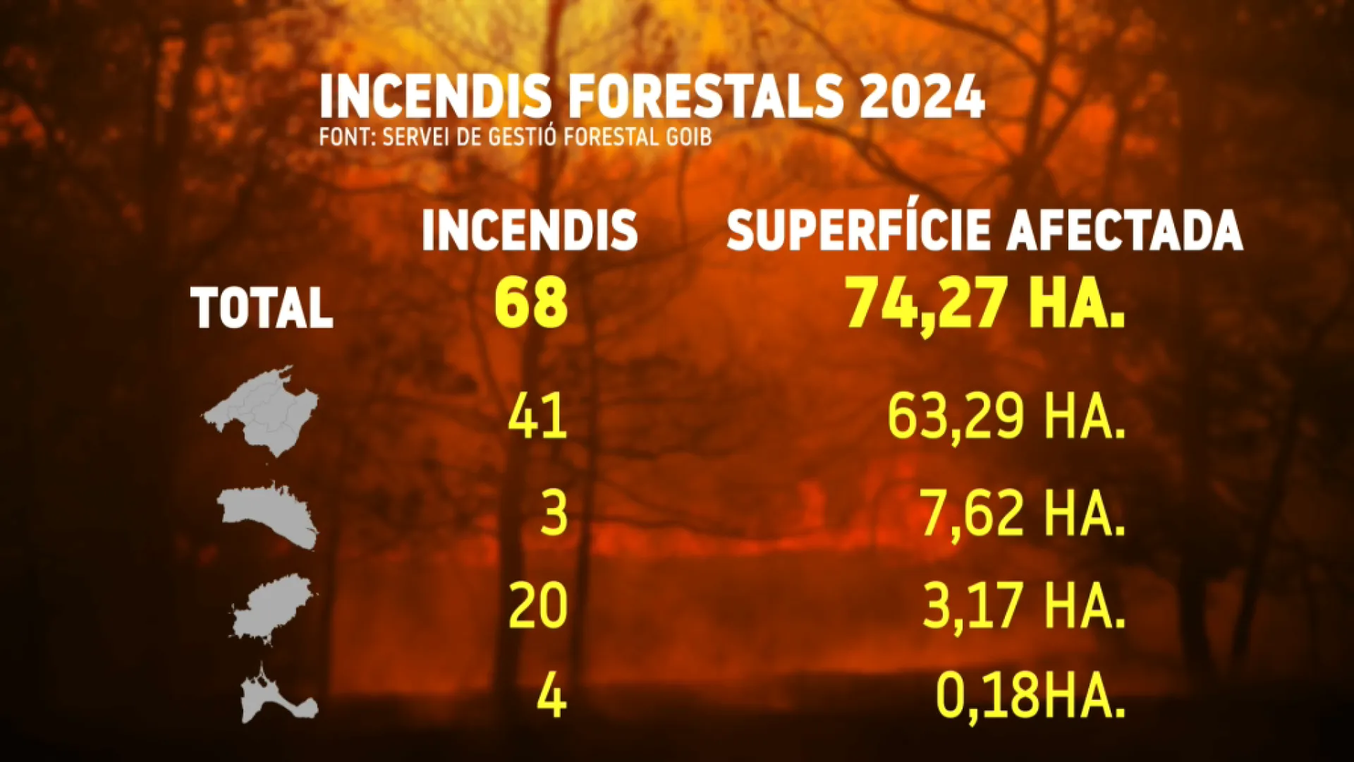 Els+incendis+forestals+han+cremat+quasi+75+hect%C3%A0rees+enguany+a+les+Illes