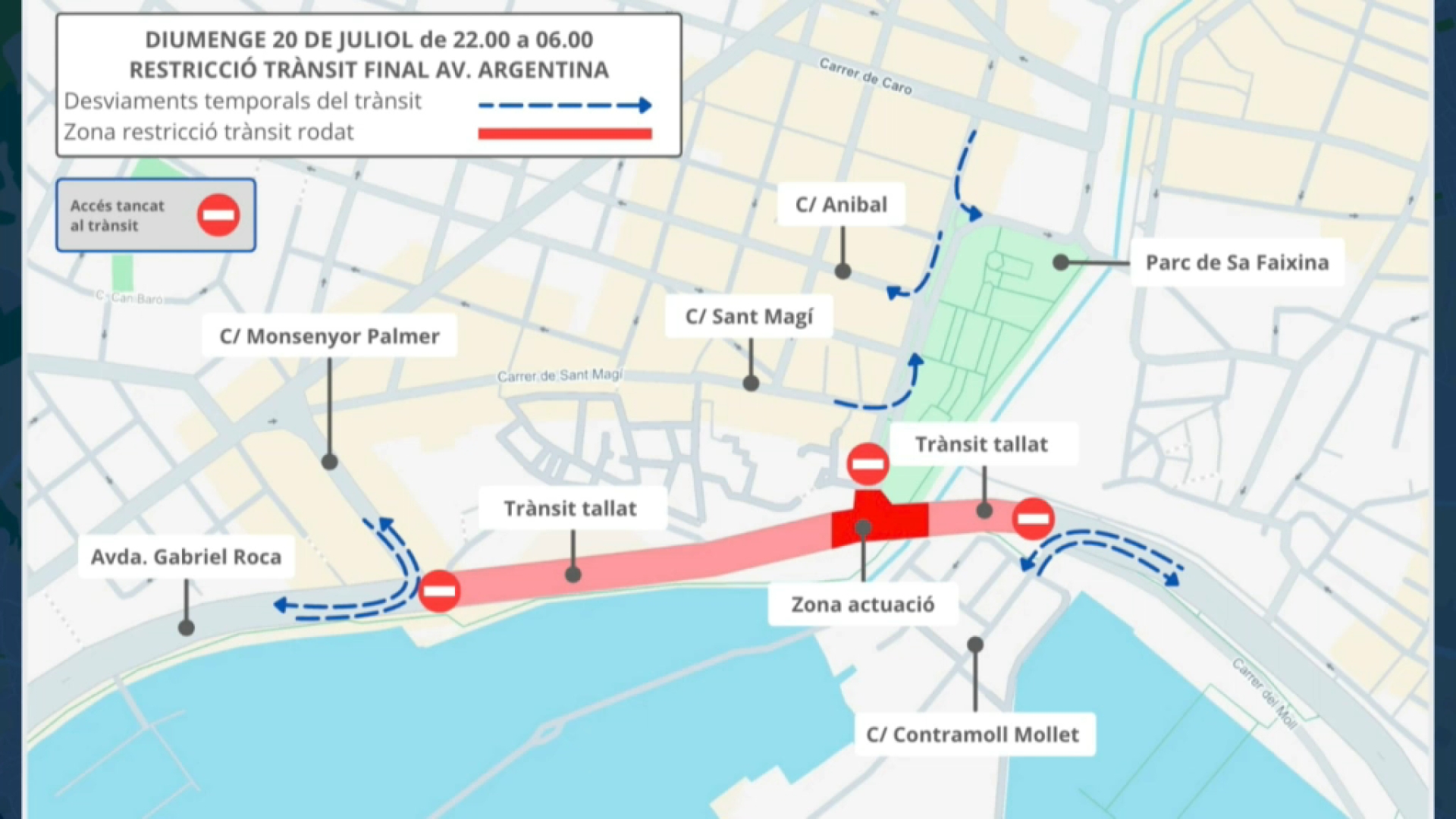 Comencen els talls de trànsit a causa de l’asfaltatge definitiu del Maritím de Palma