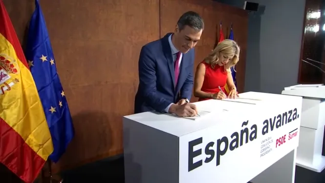El PSOE i Sumar tanquen l’acord per revalidar un govern de coalició