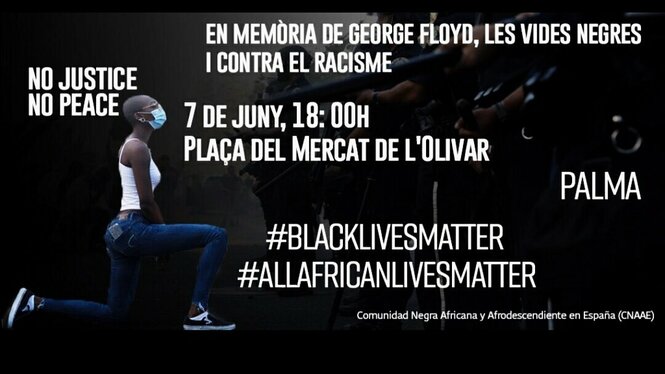 La Comunitat Negra Africana i Afrodescendent es manifesta avui a Palma en memòria de George Floyd
