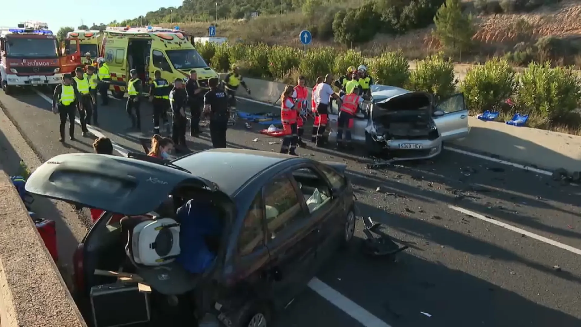 Un accident múltiple col·lapsa l’autopista de Ponent a l’alçada de Son Bugadelles