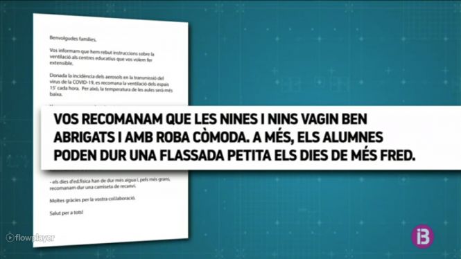 Educació recomana anar a classe abrigats per poder orejar les aules