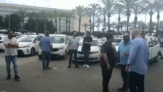 Moments de tensió a l’Aeroport de Palma: els taxistes deixen de treballar en protesta contra els “pirates”
