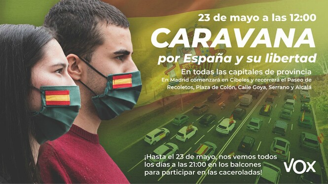 VOX fa una crida a col·lapsar els carrers amb cotxes particulars en una caravana “per Espanya i la llibertat”