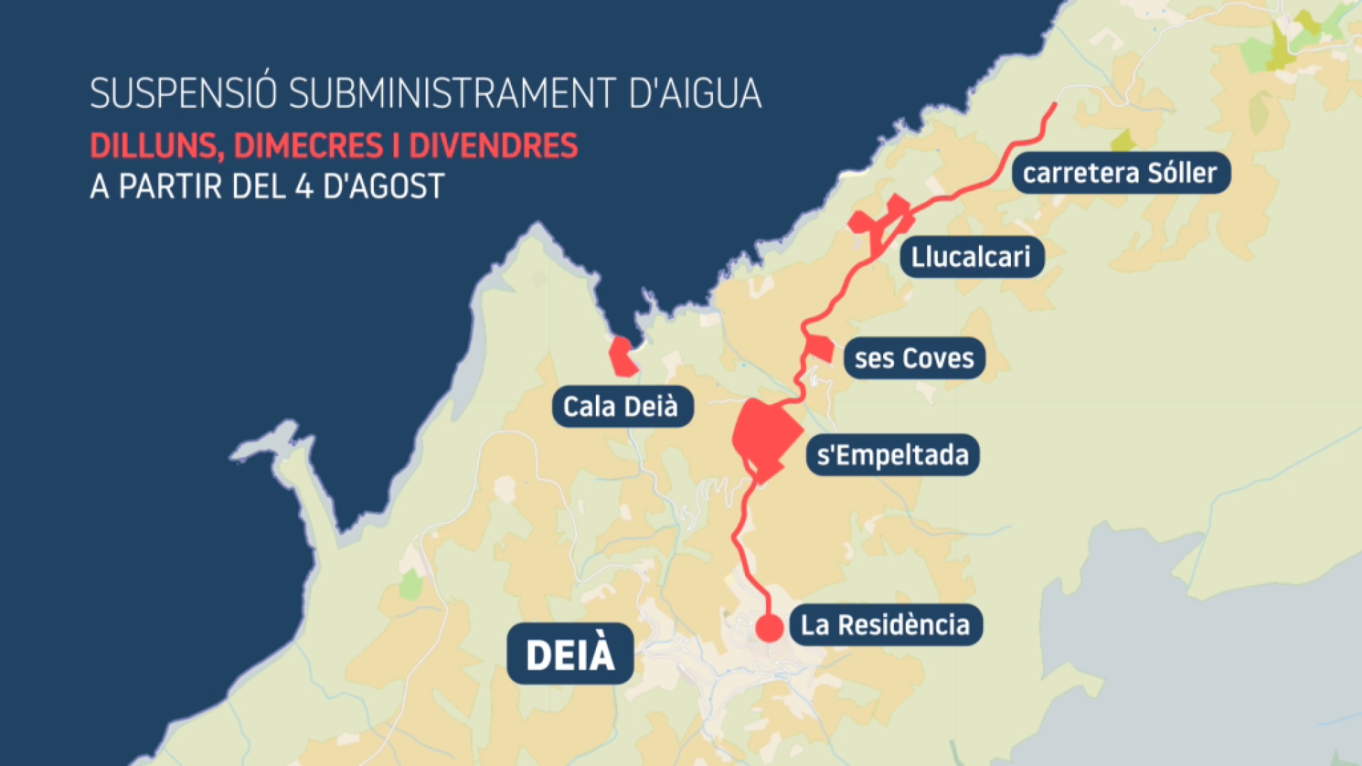 Deià, sense aigua: s’activen les restriccions de 24 hores durant tres dies per setmana