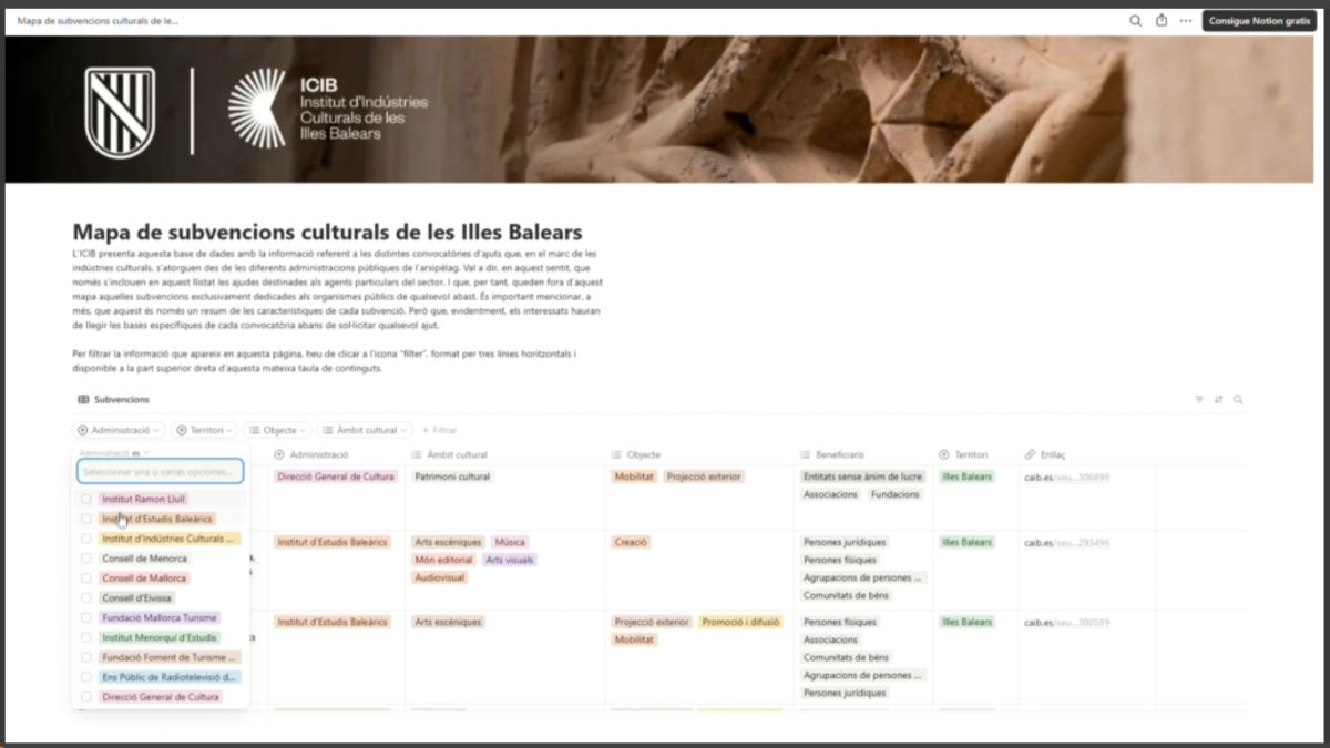 Neix el “mapa de subvencions” culturals de l’ICIB
