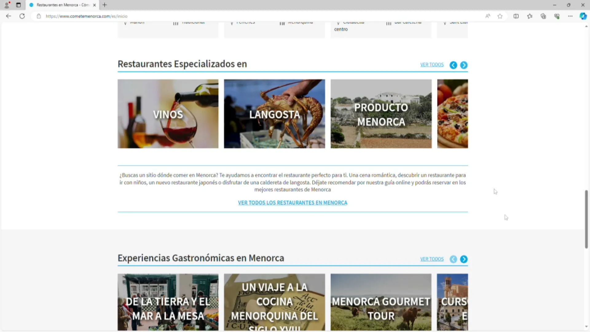 ‘Cómete Menorca’, en el top 10 dels millors webs per a viatgers gastronòmics, segons l’IGCAT