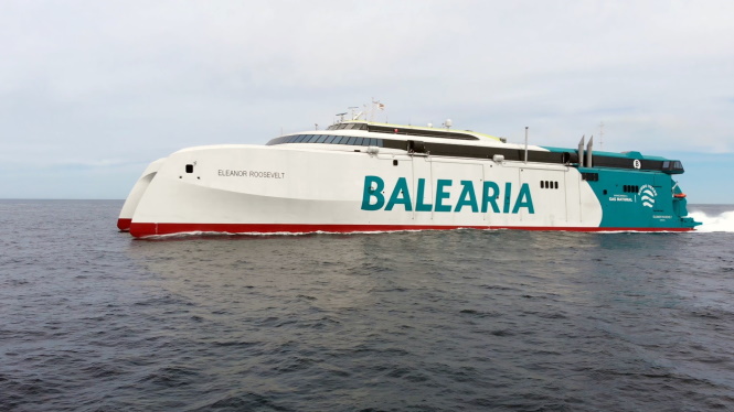 Baleària uneix Barcelona i Ciutadella amb el fast ferry Eleanor Roosevelt usant biometà com a combustible