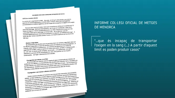 El Col·legi de Metges de Menorca expressa la seva “preocupació” per l’excés de nitrats en l’aigua de Maó