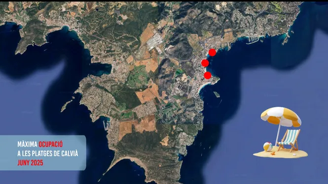 L’ocupació turística baixa a les platges de Calvià durant el mes juny