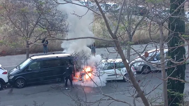 Un testimoni sufoca l’incendi d’un cotxe a Palma mentre esperen els Bombers