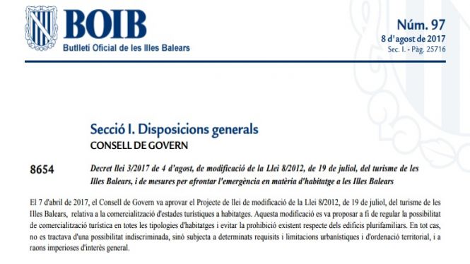 Entra en vigor el Decret llei que regula el lloguer turístic en habitatges plurifamiliars