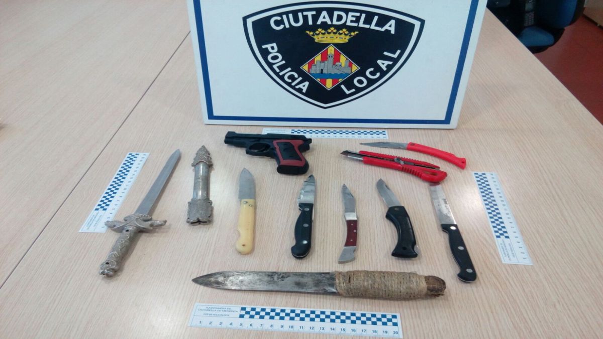 La Policia de Ciutadella intervé deu armes il·legals en actuacions de seguretat ciutadana
